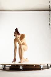 Nude Woman White Kneeling poses - ALL Slim Kneeling poses - on one knee long colored Multi angle poses Pinup
